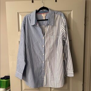 St John’s Bay woman’s Blue and White Striped Button-Up Shirt. 100% cotton